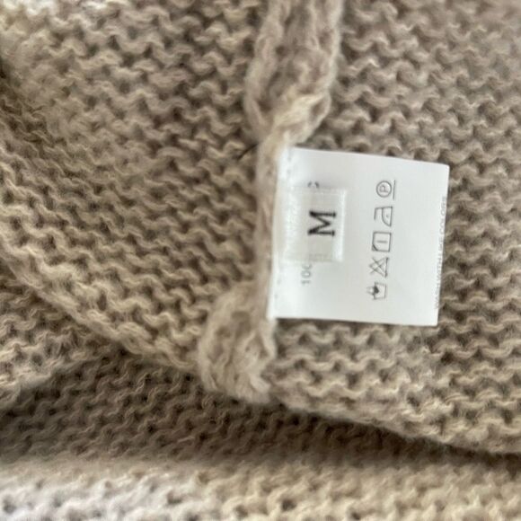 Paille V neck loose pullover casual knitted sweater hollow out chic khaki sz M - Picture 7 of 14